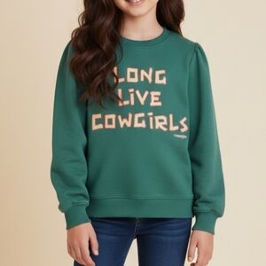 Wrangler Girls' Long Live Cowgirls Sweatshirt, Size Large